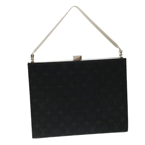 LOUIS VUITTON Monogram Satin Ange MM Hand Bag Black M92101 LV Auth 31990A - Picture 1 of 16